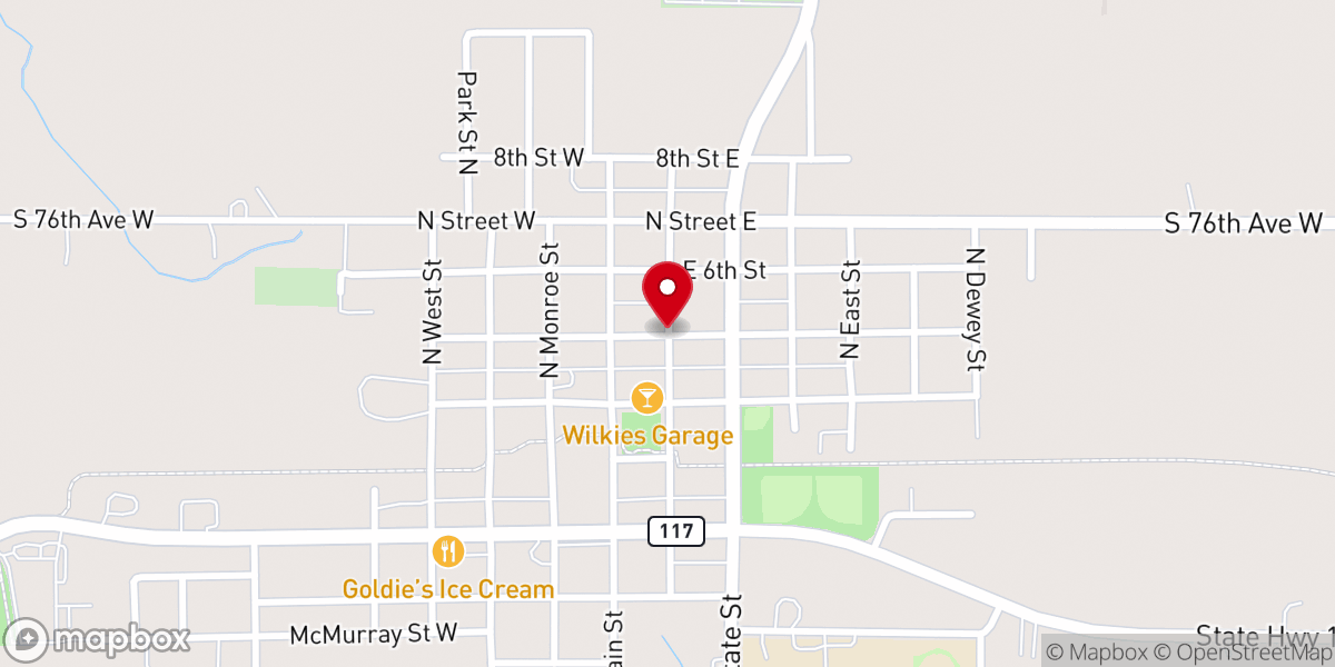 Map showing location of Prairie City