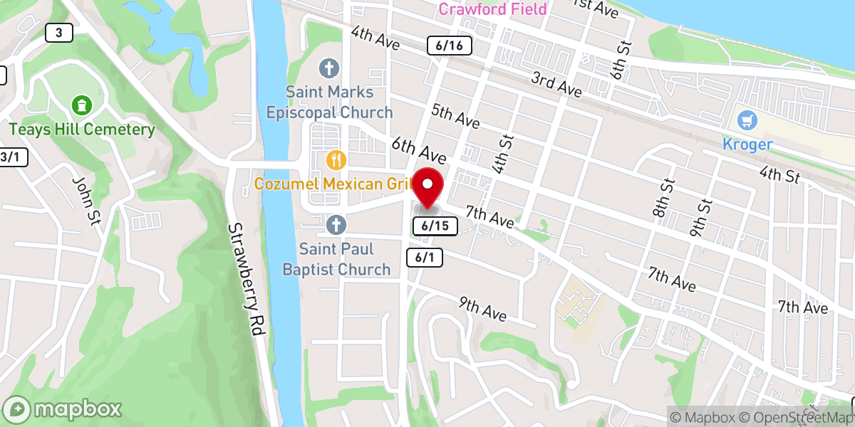 Map showing location of First Presbyterian Church