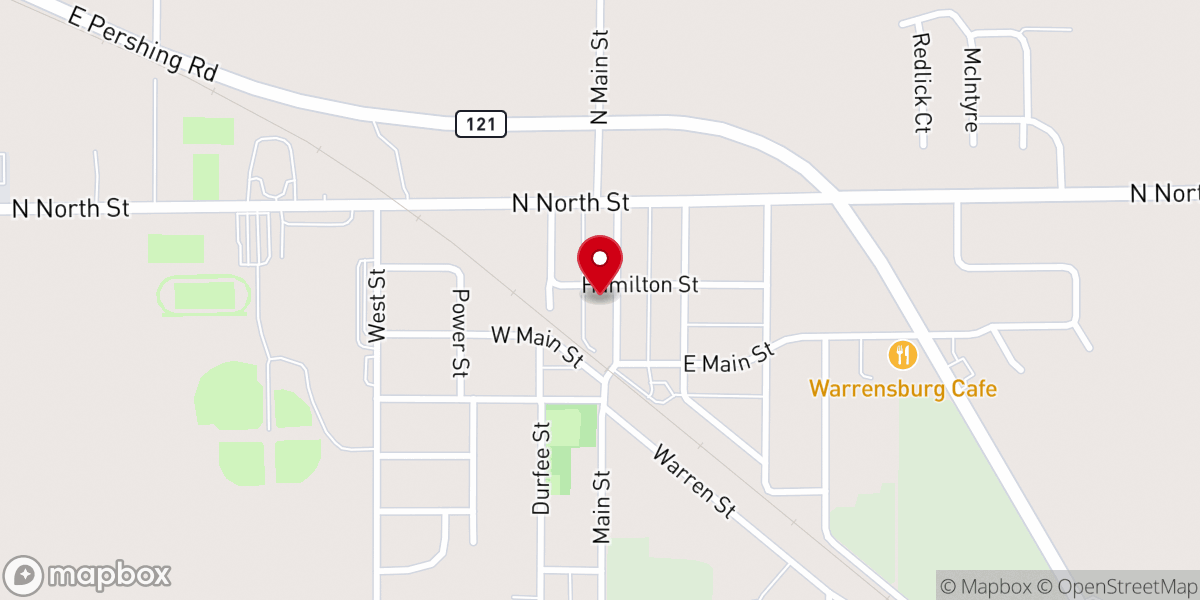 Map showing location of Warrensburg United Methodist