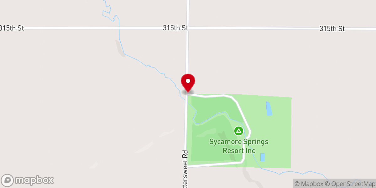 Map showing location of Sycamore Springs Whitetail Ranch