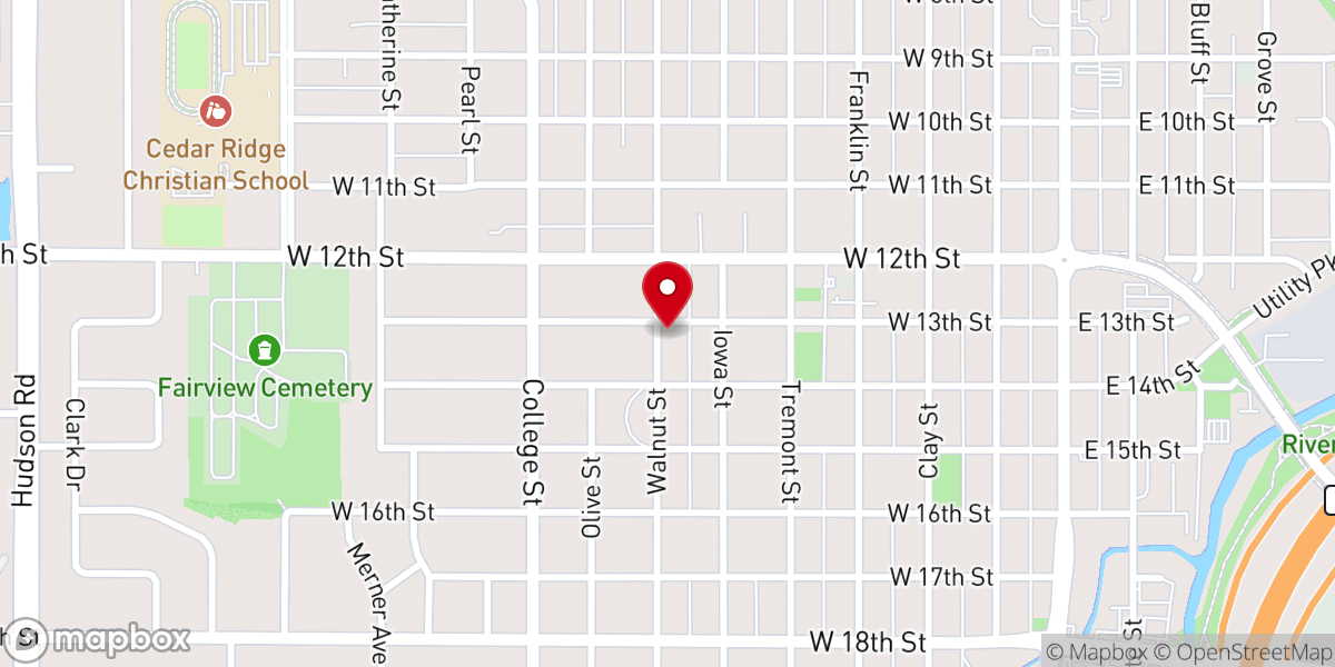 Map showing location of Cedar Falls Gospel Hall