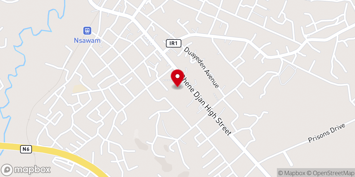 Map showing location of Nsawam Central S.D.A Church