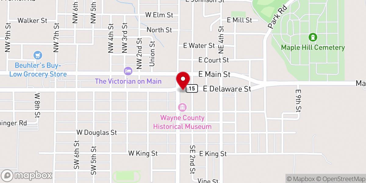 Map showing location of United Methodist Church