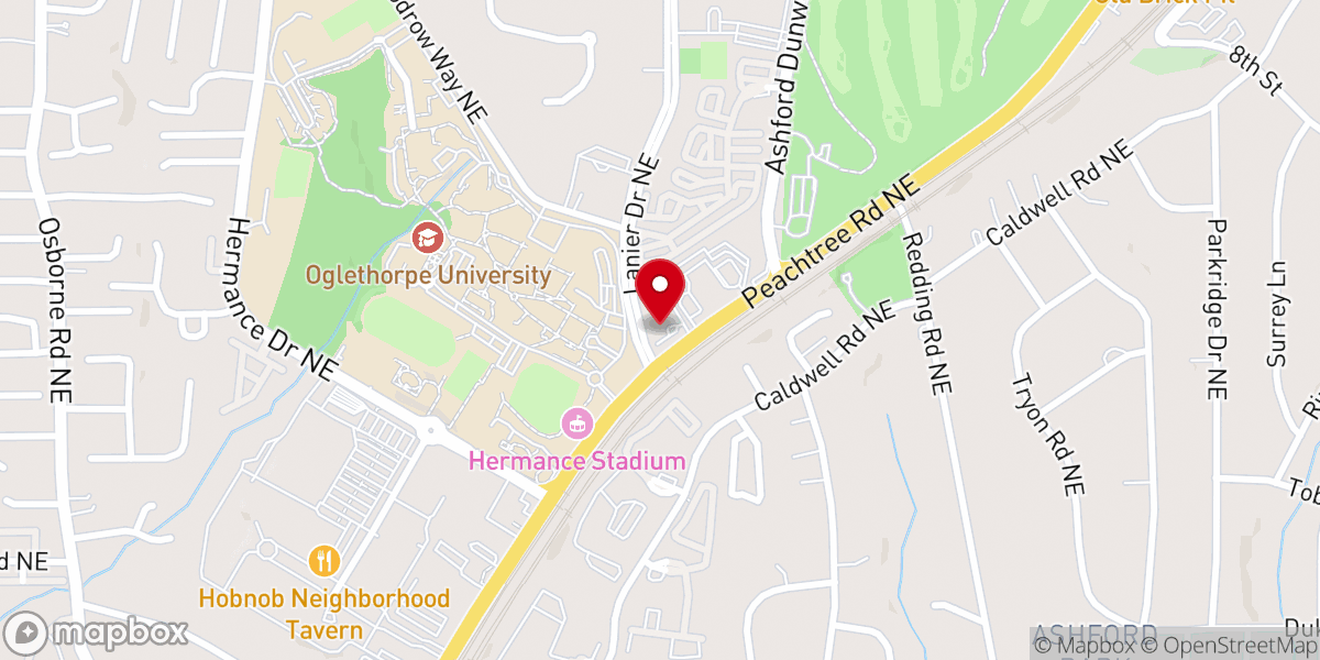 Map showing location of Brookhaven Christian Church