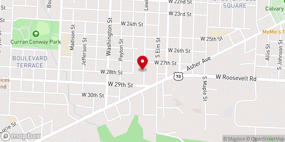Map showing location of Church of Christ on Lewis Street