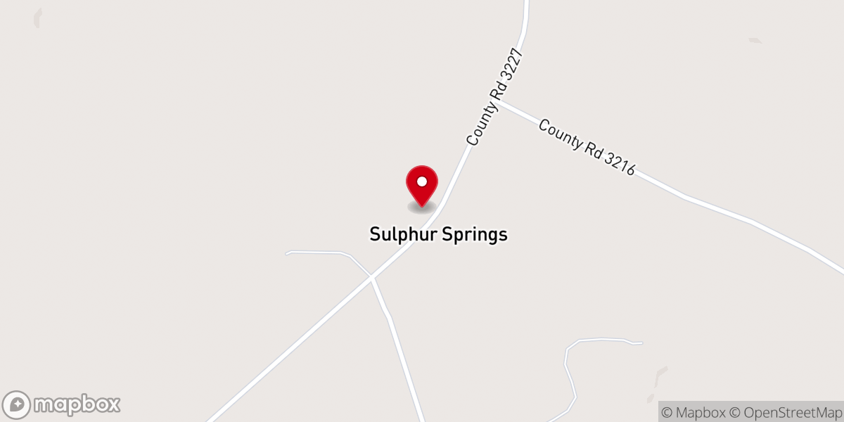 Map showing location of Sulphur Springs Baptist Church