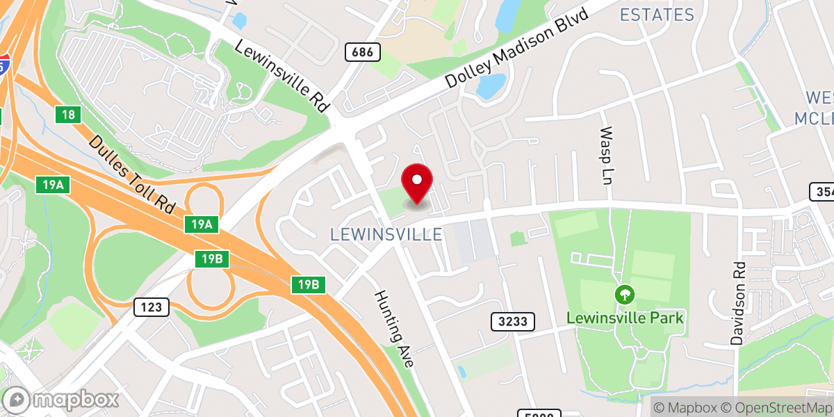 Map showing location of Lewinsville Presbyterian Church