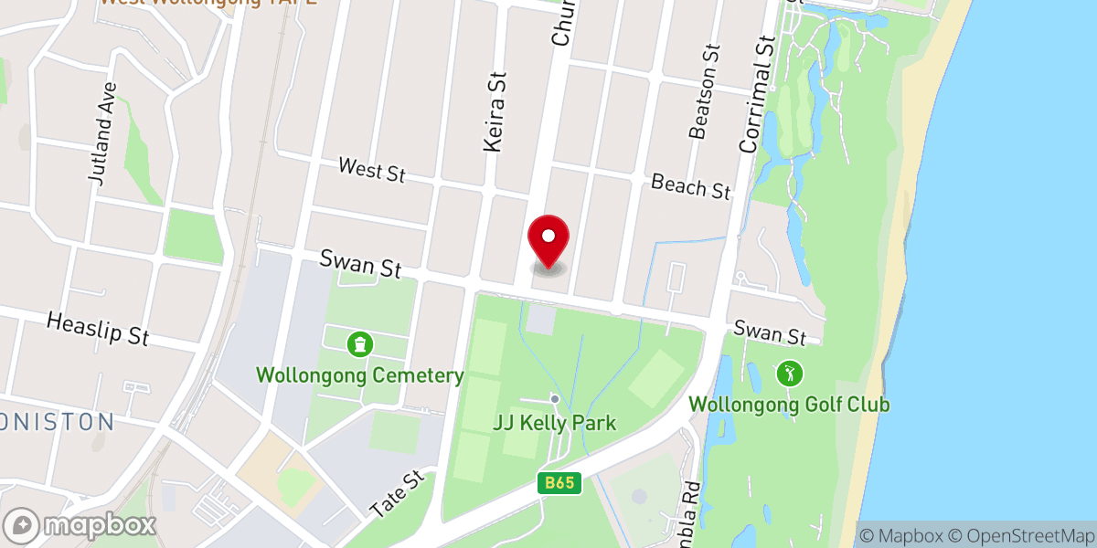 Map showing location of 215A Church St, Wollongong NSW 2500, Australia