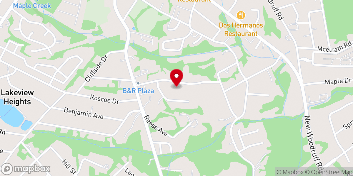 Map showing location of Greer Freewill Baptist Church