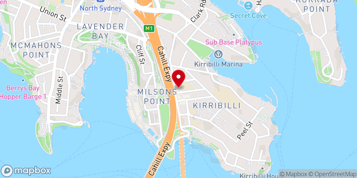Map showing location of The Bridge Church (Kirribilli)