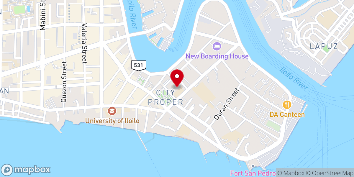 Map showing location of San Jose Placer Parish Church