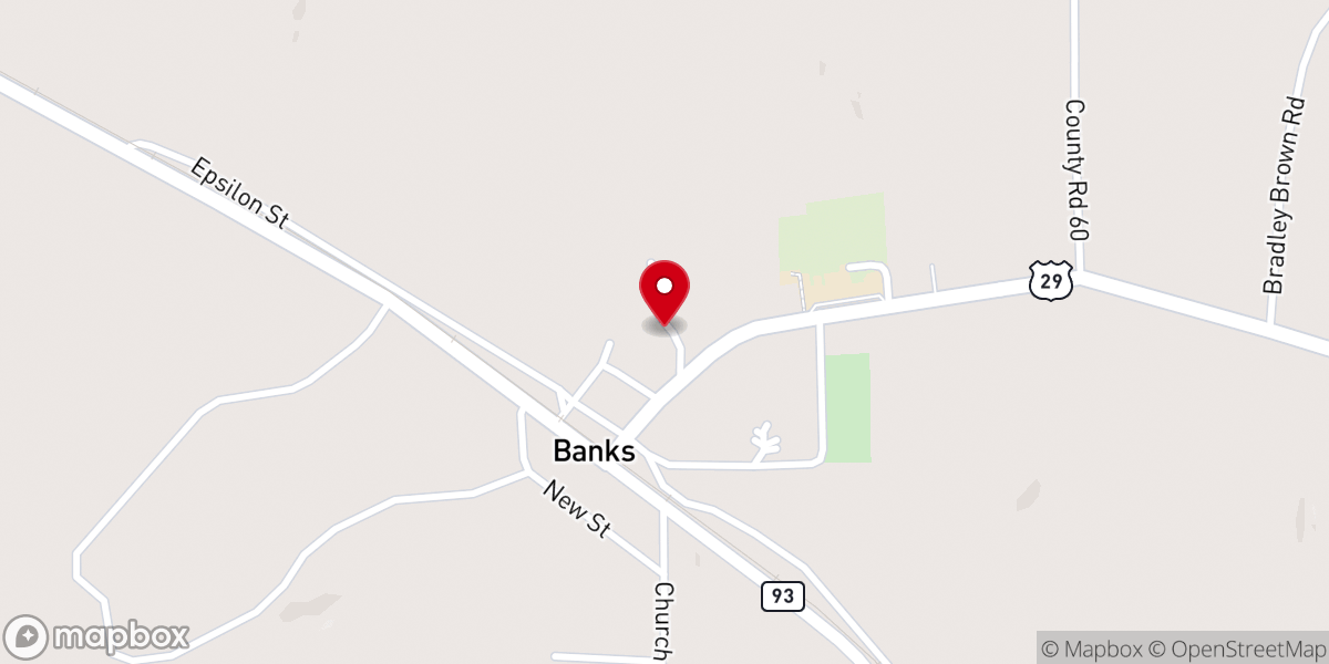 Map showing location of Beulah Hill Baptist Church