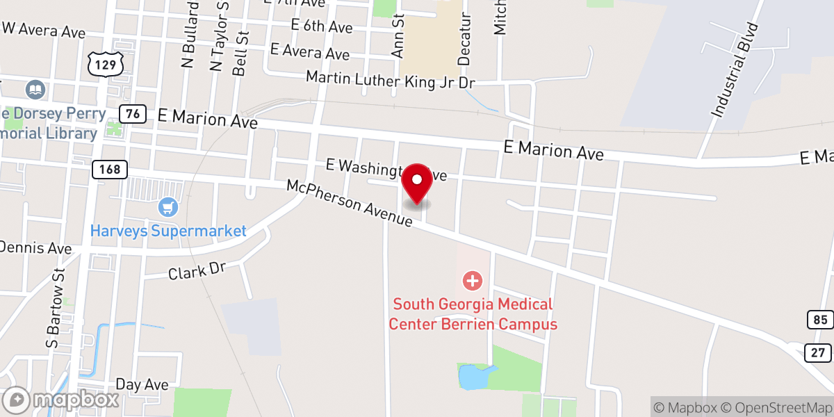 Map showing location of Jesus Name Church