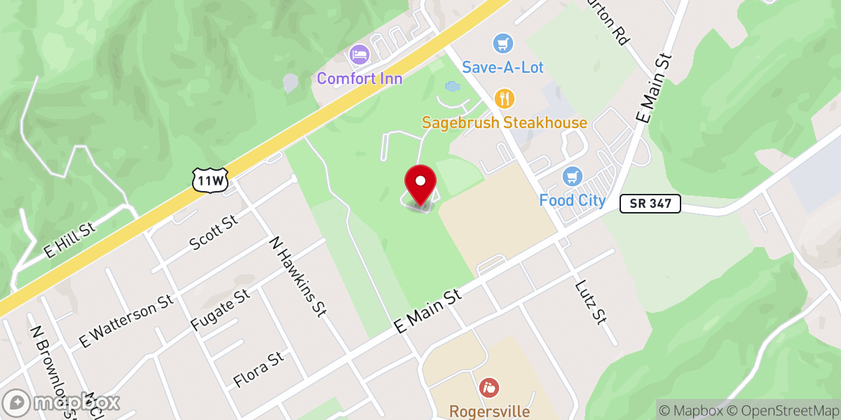 Map showing location of Rogersville Municipal Park