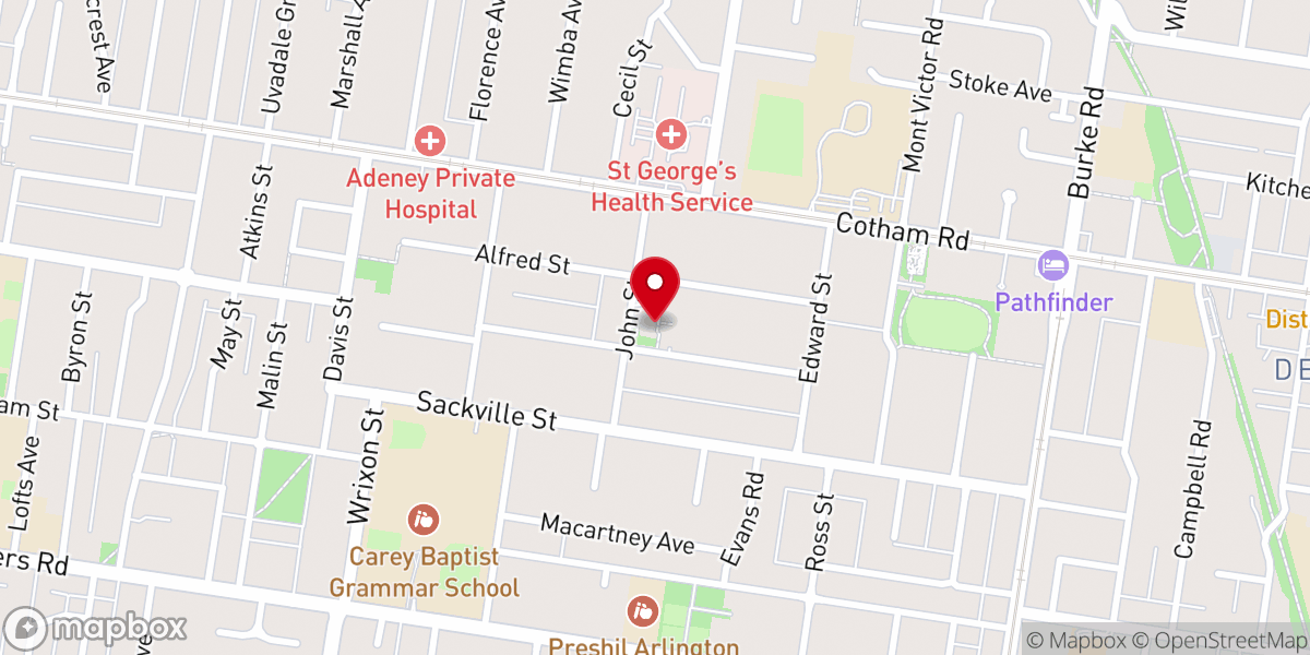 Map showing location of St Hilary's Anglican Church