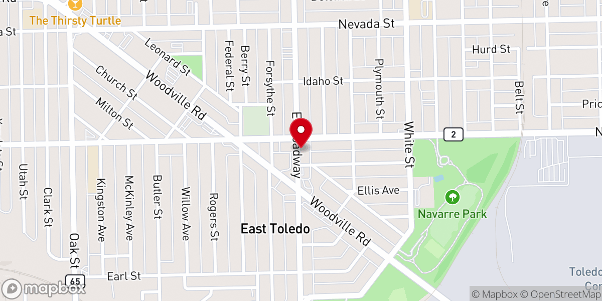 Map showing location of East Toledo Baptist Church