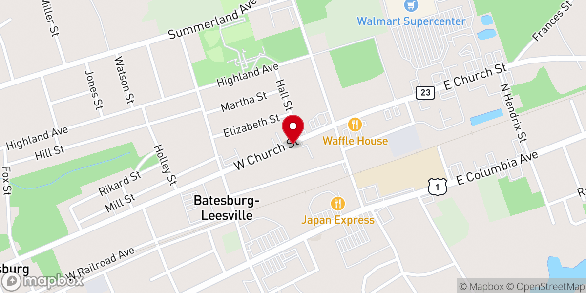 Map showing location of Batesburg Leesville Lodge # 138 AFM
