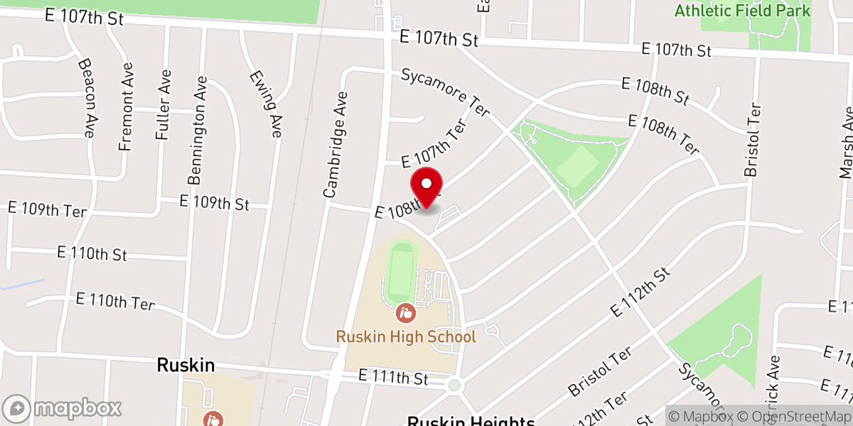 Map showing location of Bethel Family Worship Center