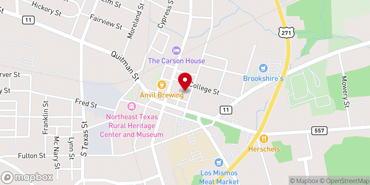 Map showing location of Camp County District Clerk’s Office