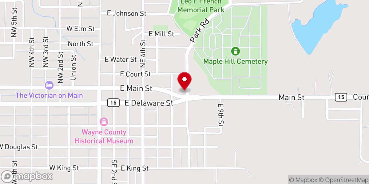 Map showing location of Greater Wabash Baptist Association