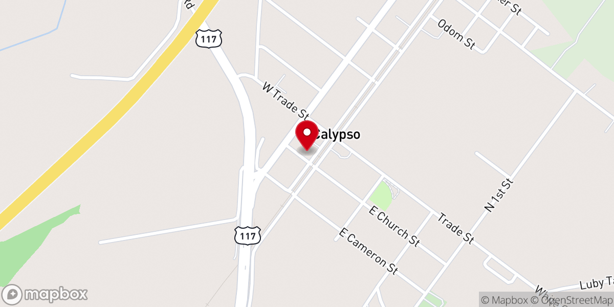 Map showing location of Calypso Presbyterian Church