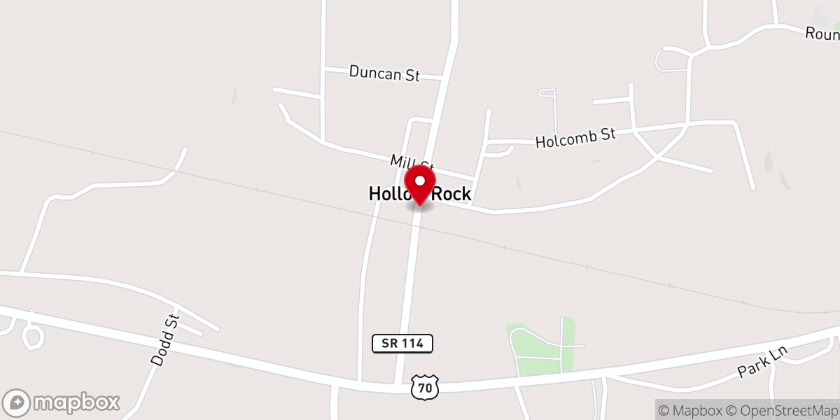 Map showing location of Hollow Rock