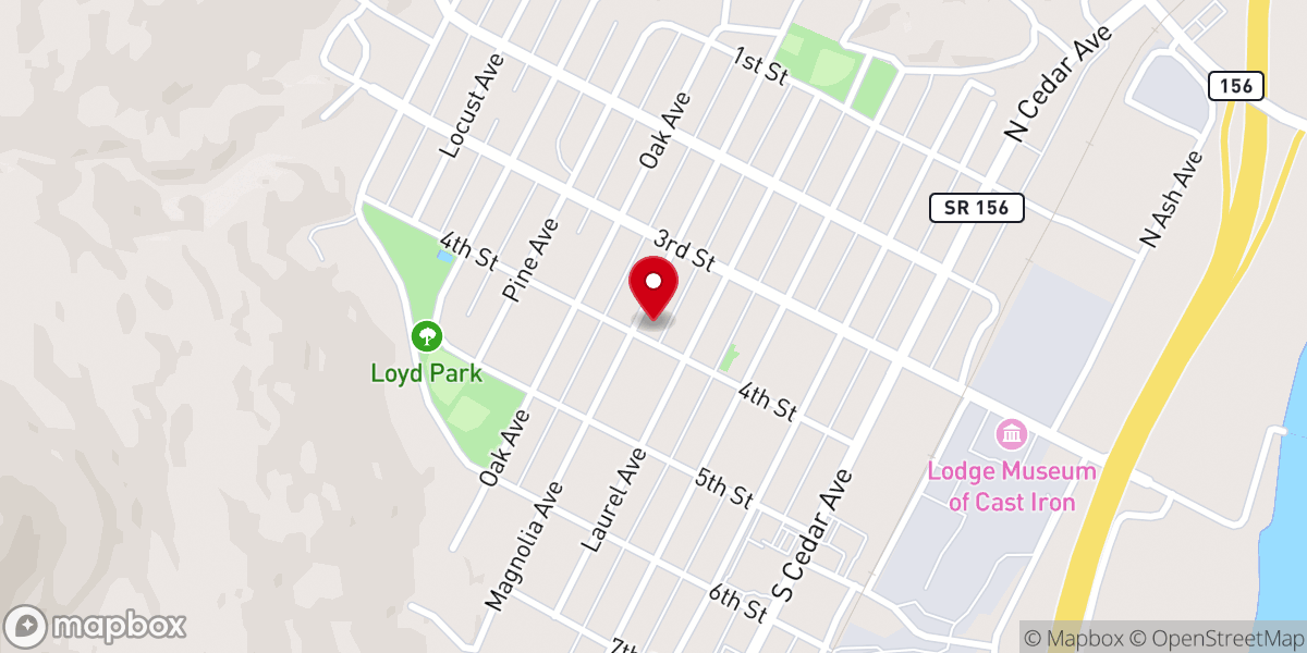 Map showing location of South Pittsburg Church-Christ