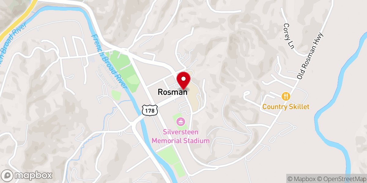 Map showing location of Rosman