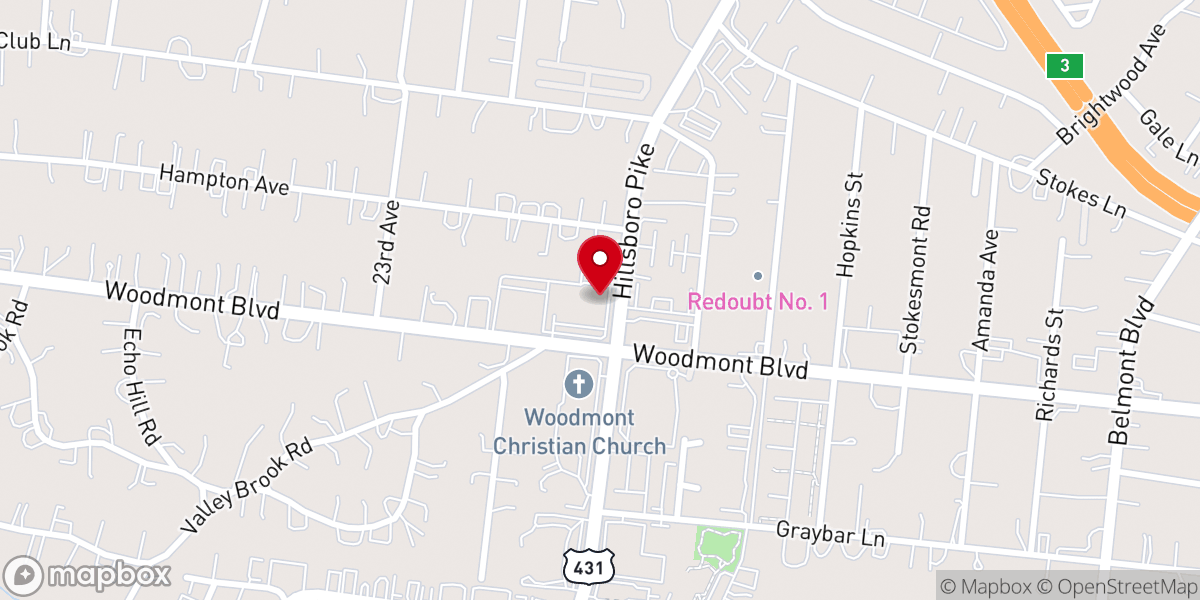 Map showing location of Woodmont Baptist Church