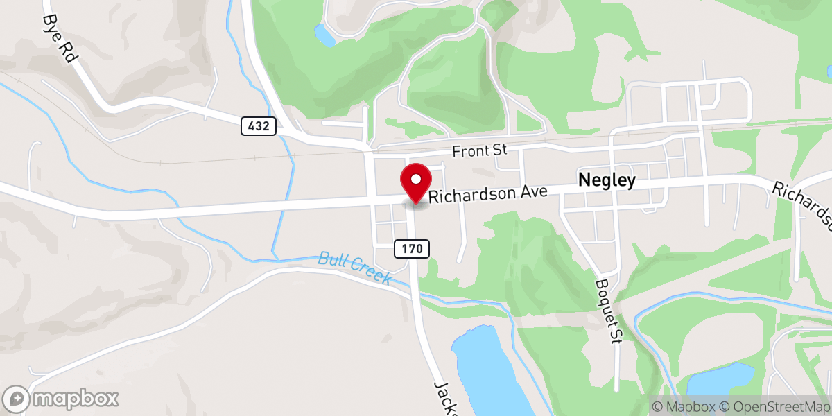 Map showing location of Negley United Methodist Church
