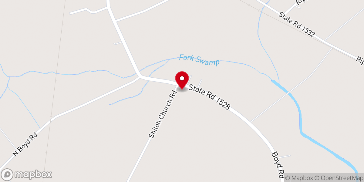 Map showing location of Shiloh Freewill Baptist Church