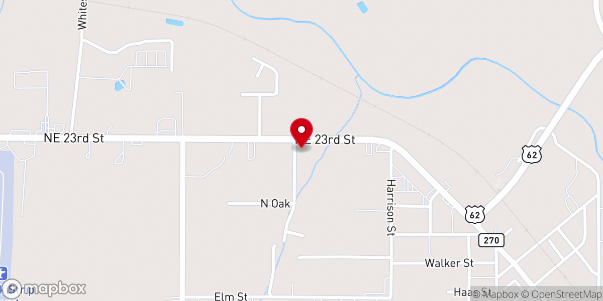 Map showing location of Harrah Church of Christ