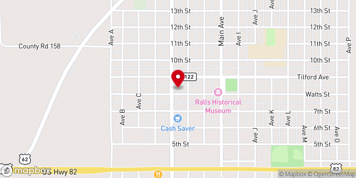 Map showing location of Ralls United Methodist Church