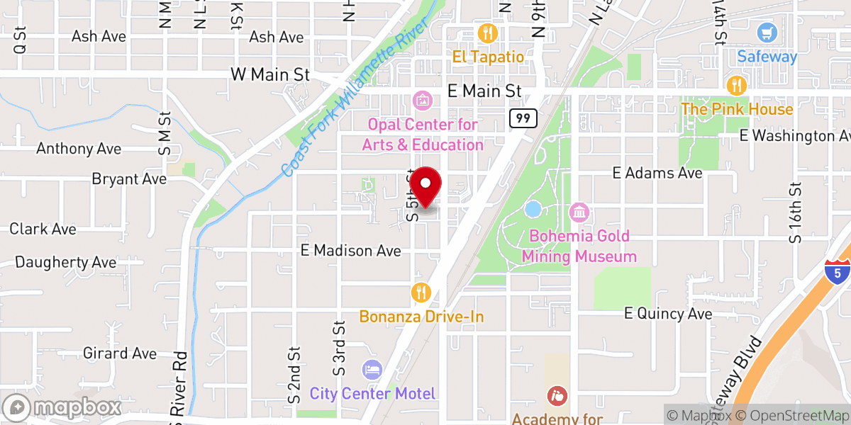 Map showing location of Hope in the Grove Baptist Church