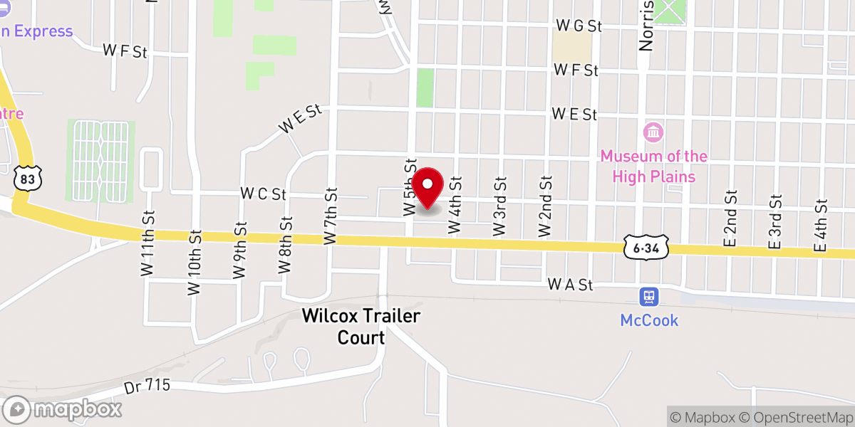 Map showing location of McCook Christian Church