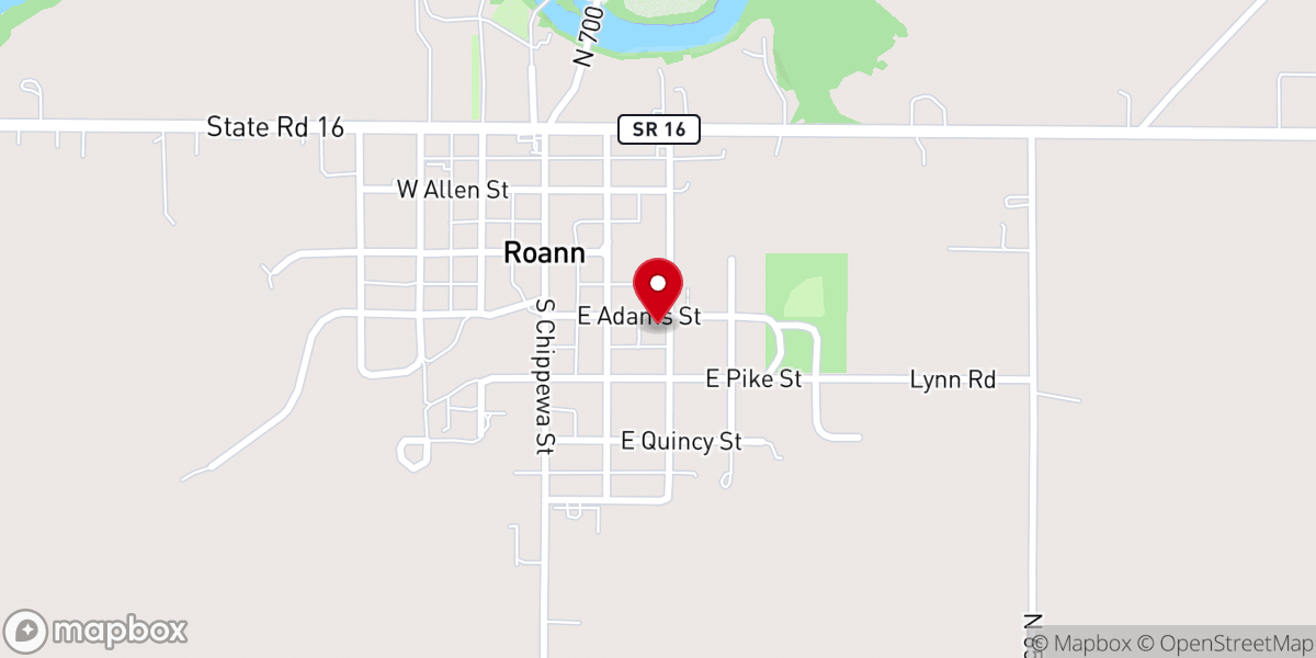 Map showing location of United Methodist Church-Roann
