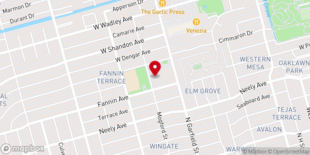 Map showing location of Fannin Terrace Baptist Church