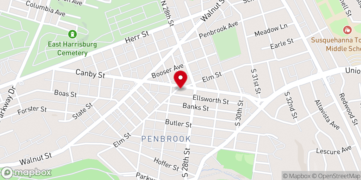 Map showing location of Penbrook Church of God