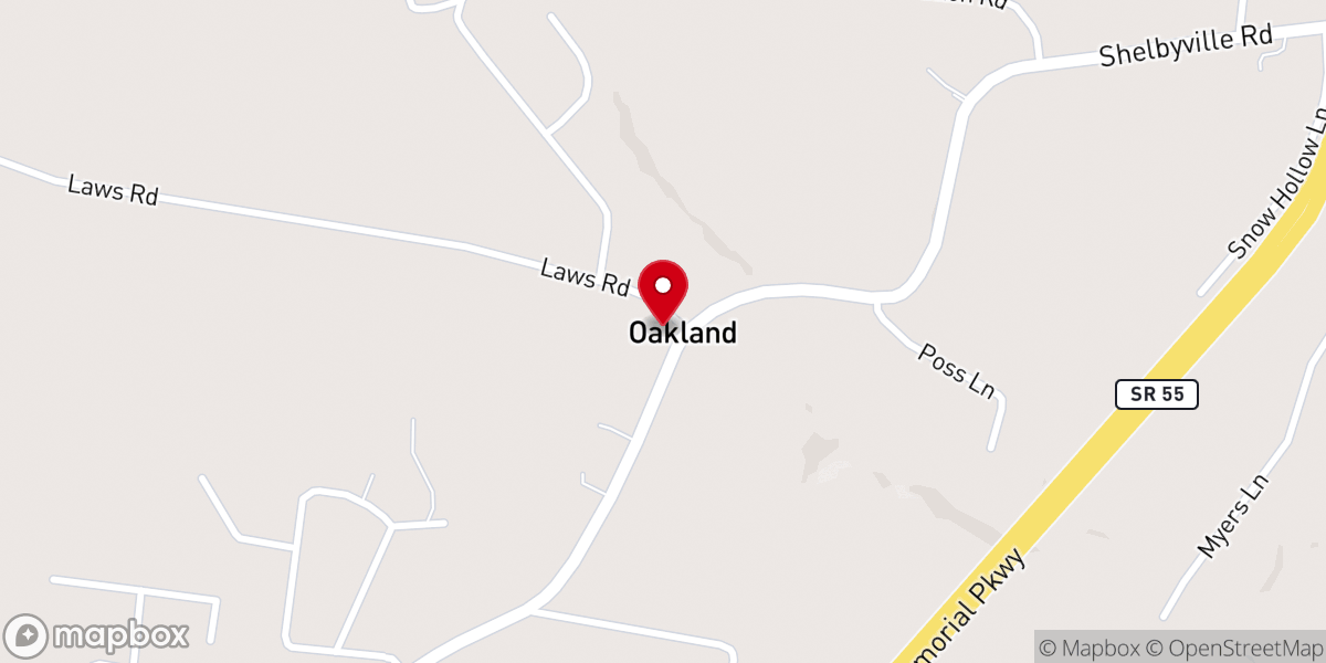 Map showing location of Oakland Church of Christ