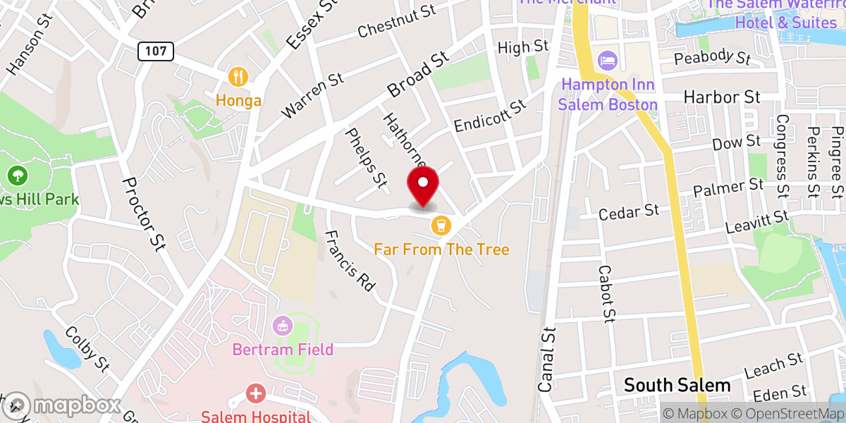 Map showing location of First Congregational Society in Salem