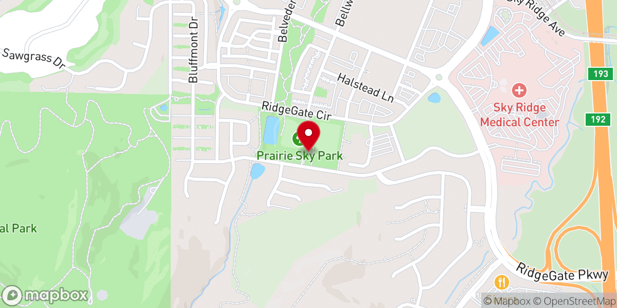 Map showing location of Prairie Sky Park