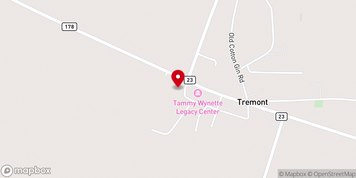 Map showing location of Tremont First Baptist Church