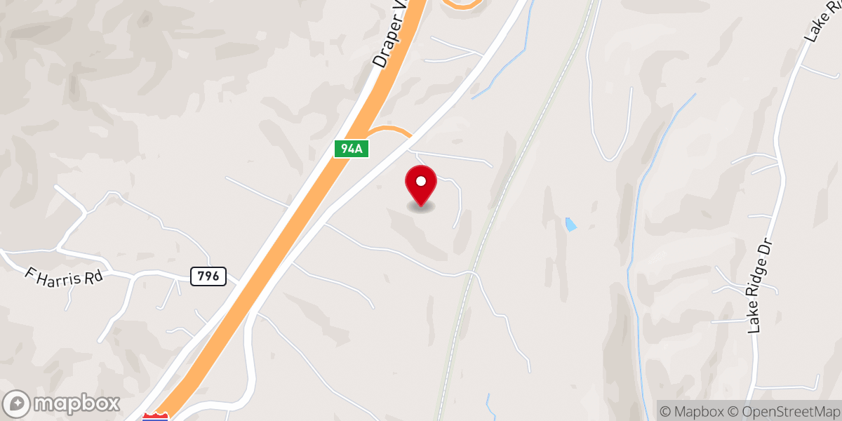 Map showing location of Max Creek Baptist Church