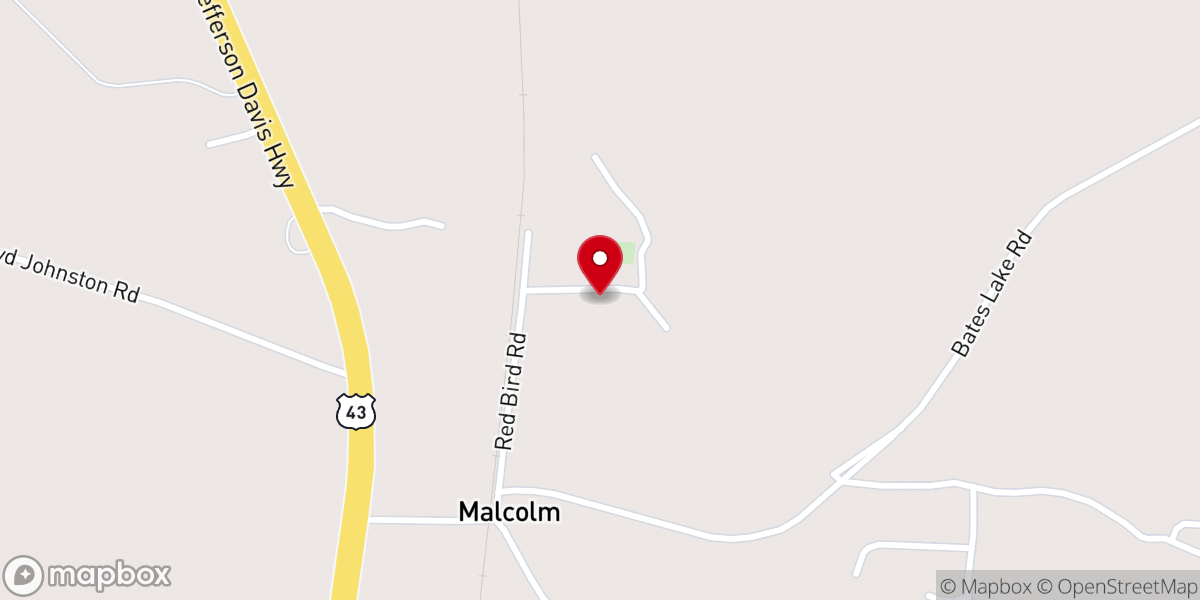 Map showing location of Malcolm Baptist Church