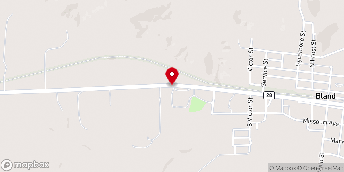 Map showing location of Bland Christian Church
