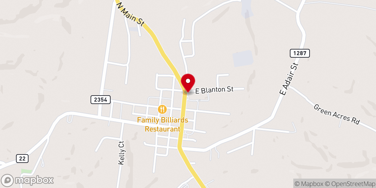 Map showing location of Owenton First Baptist Church
