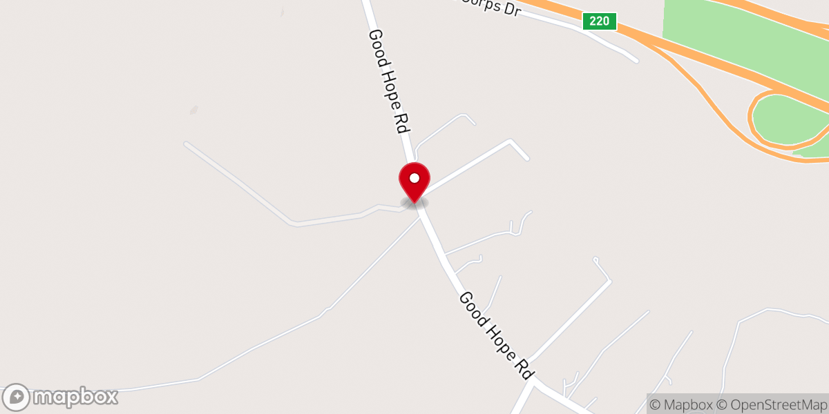Map showing location of Good Hope Baptist Church