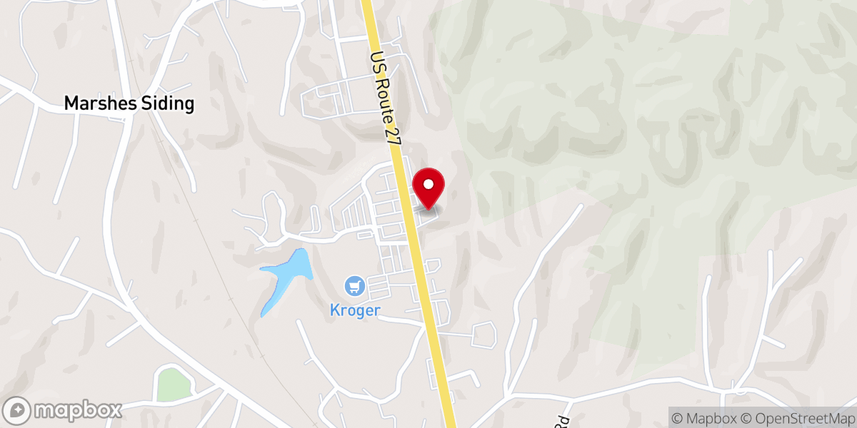 Map showing location of KFC