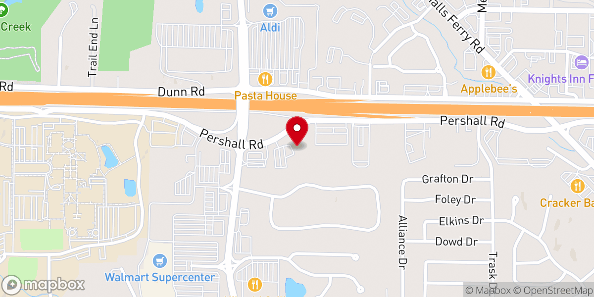Map showing location of Oak Hill Baptist Church