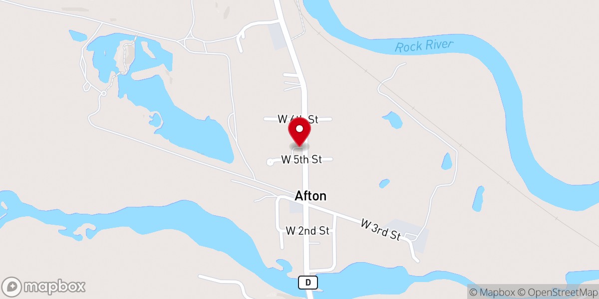 Map showing location of Afton Community Church